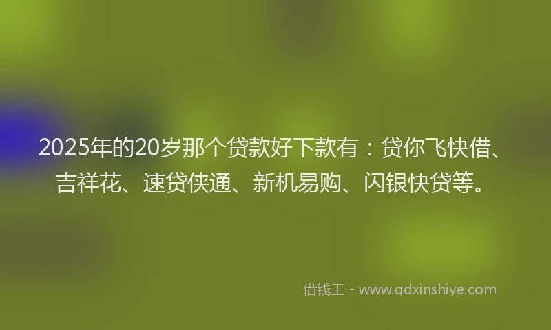 2025年的20岁那个贷款好下款有：贷你飞快借、吉祥花、速贷侠通、新机易购、闪银快贷等。