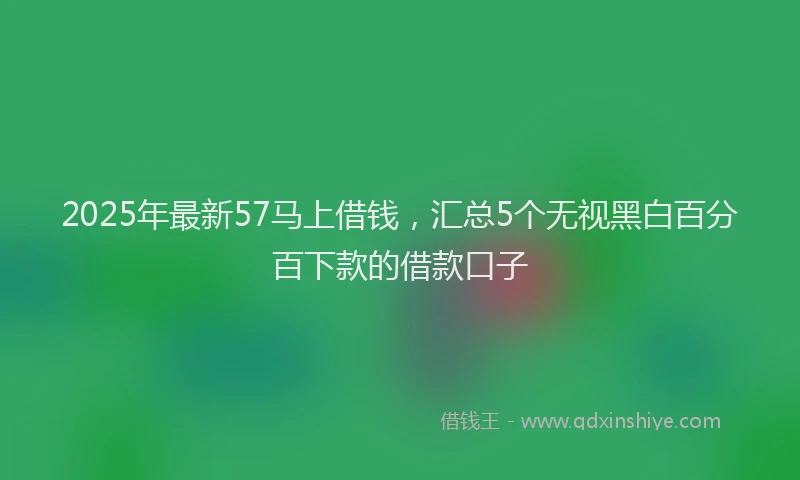 2025年最新57马上借钱，汇总5个无视黑白百分百下款的借款口子