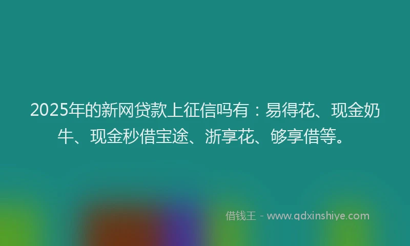2025年的新网贷款上征信吗有：易得花、现金奶牛、现金秒借宝途、浙享花、够享借等。