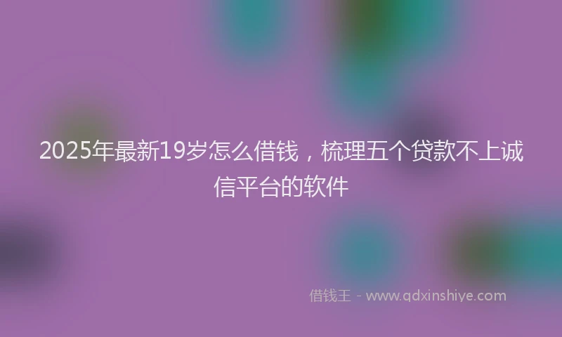 2025年最新19岁怎么借钱，梳理五个贷款不上诚信平台的软件