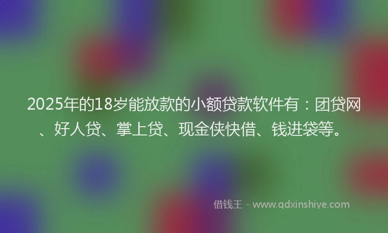 2025年的18岁能放款的小额贷款软件有：团贷网、好人贷、掌上贷、现金侠快借、钱进袋等。