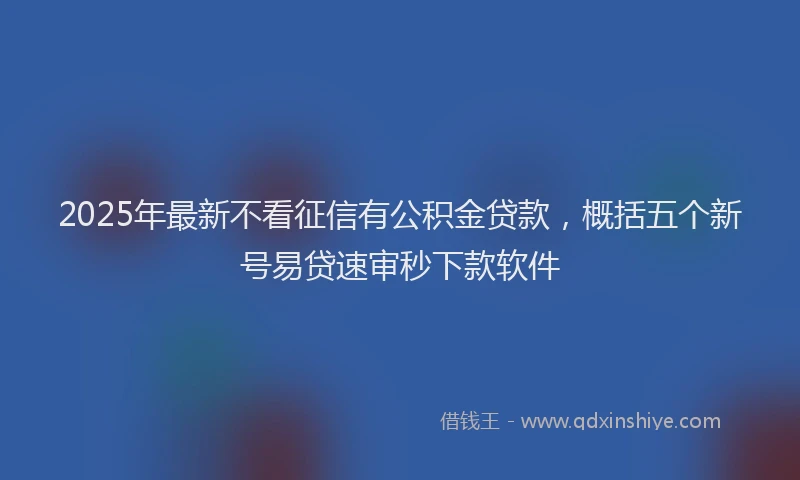 2025年最新不看征信有公积金贷款，概括五个新号易贷速审秒下款软件