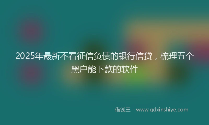 2025年最新不看征信负债的银行信贷，梳理五个黑户能下款的软件
