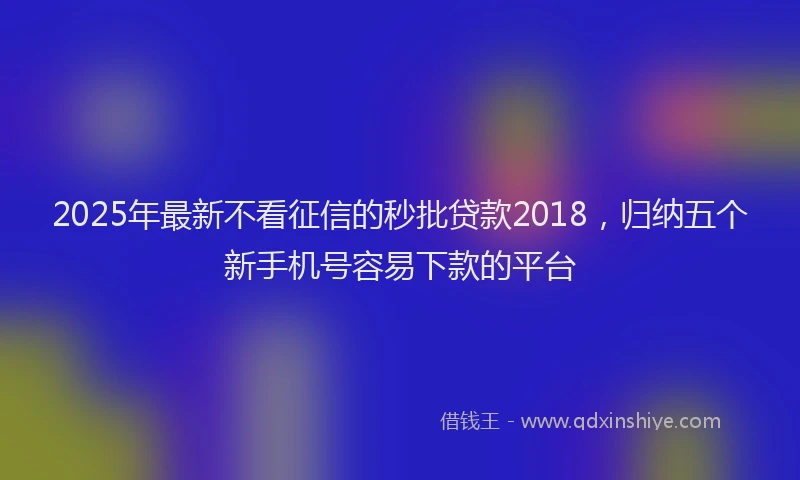 2025年最新不看征信的秒批贷款2018，归纳五个新手机号容易下款的平台