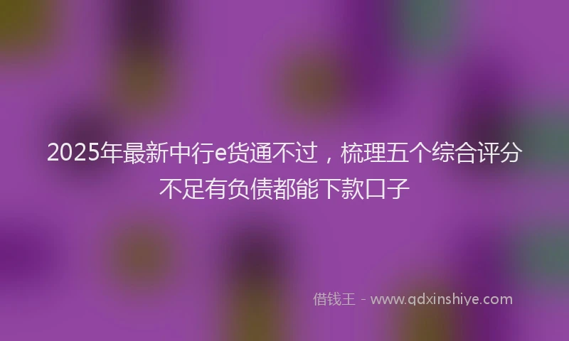2025年最新中行e货通不过，梳理五个综合评分不足有负债都能下款口子