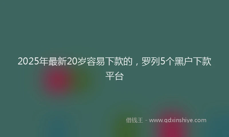 2025年最新20岁容易下款的，罗列5个黑户下款平台