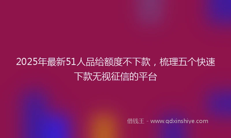 2025年最新51人品给额度不下款，梳理五个快速下款无视征信的平台