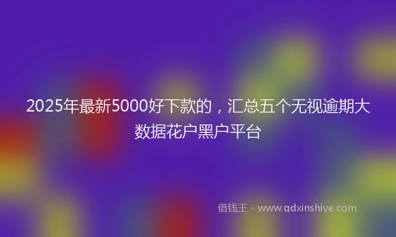 2025年最新5000好下款的，汇总五个无视逾期大数据花户黑户平台