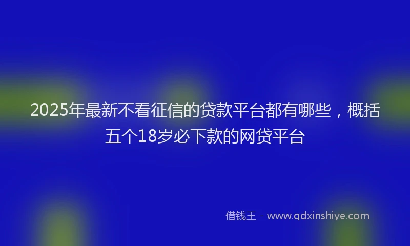 2025年最新不看征信的贷款平台都有哪些，概括五个18岁必下款的网贷平台
