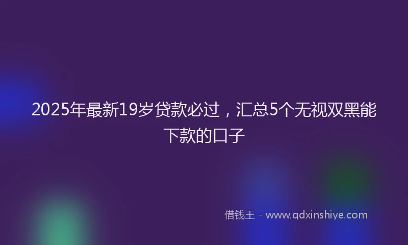2025年最新19岁贷款必过，汇总5个无视双黑能下款的口子