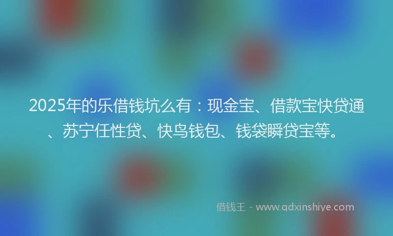 2025年的乐借钱坑么有：现金宝、借款宝快贷通、苏宁任性贷、快鸟钱包、钱袋瞬贷宝等。