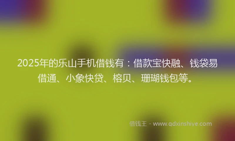 2025年的乐山手机借钱有：借款宝快融、钱袋易借通、小象快贷、榕贝、珊瑚钱包等。