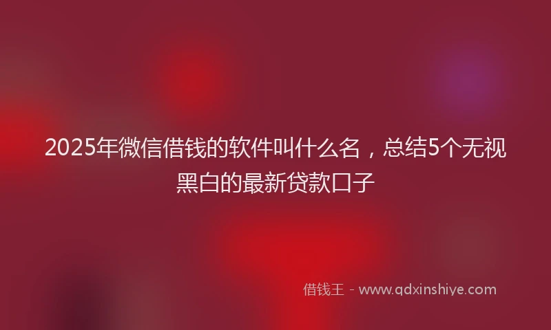 2025年微信借钱的软件叫什么名，总结5个无视黑白的最新贷款口子