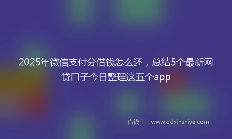 2025年微信支付分借钱怎么还，总结5个最新网贷口子今日整理这五个app