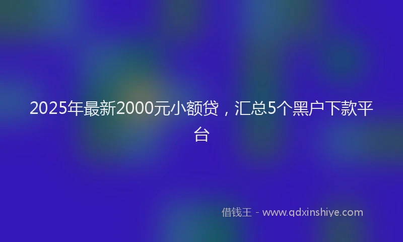 2025年最新2000元小额贷，汇总5个黑户下款平台