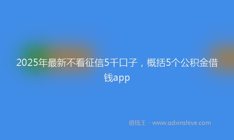 2025年最新不看征信5千口子，概括5个公积金借钱app