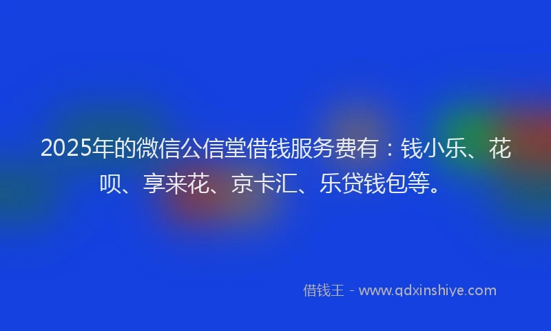 2025年的微信公信堂借钱服务费有：钱小乐、花呗、享来花、京卡汇、乐贷钱包等。