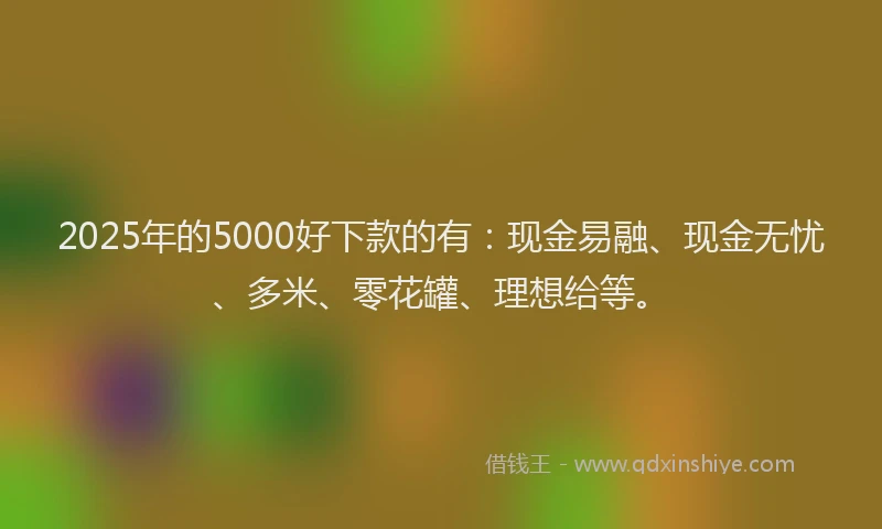 2025年的5000好下款的有：现金易融、现金无忧、多米、零花罐、理想给等。