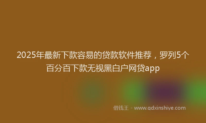 2025年最新下款容易的贷款软件推荐，罗列5个百分百下款无视黑白户网贷app