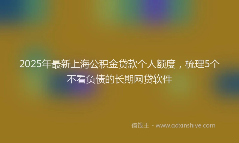 2025年最新上海公积金贷款个人额度，梳理5个不看负债的长期网贷软件