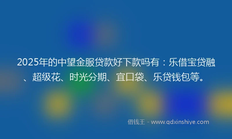 2025年的中望金服贷款好下款吗有：乐借宝贷融、超级花、时光分期、宜口袋、乐贷钱包等。