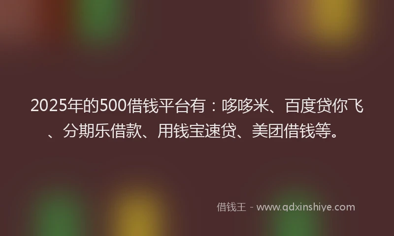 2025年的500借钱平台有：哆哆米、百度贷你飞、分期乐借款、用钱宝速贷、美团借钱等。