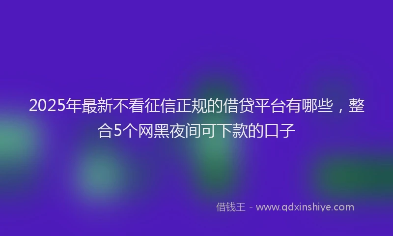 2025年最新不看征信正规的借贷平台有哪些，整合5个网黑夜间可下款的口子