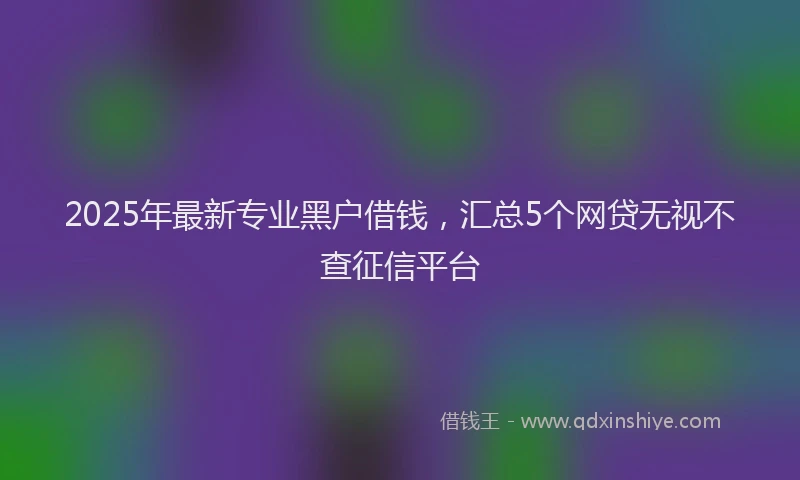 2025年最新专业黑户借钱，汇总5个网贷无视不查征信平台
