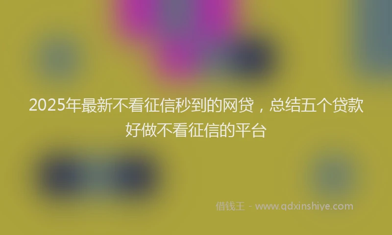 2025年最新不看征信秒到的网贷，总结五个贷款好做不看征信的平台