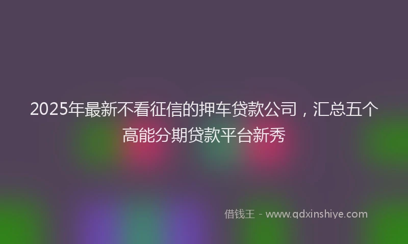 2025年最新不看征信的押车贷款公司，汇总五个高能分期贷款平台新秀