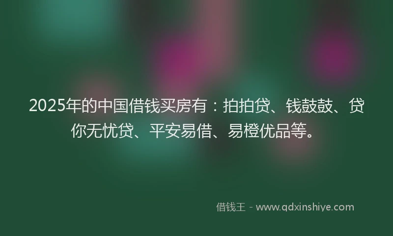 2025年的中国借钱买房有：拍拍贷、钱鼓鼓、贷你无忧贷、平安易借、易橙优品等。