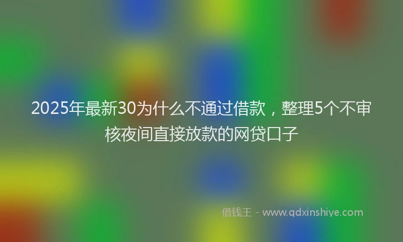 2025年最新30为什么不通过借款，整理5个不审核夜间直接放款的网贷口子