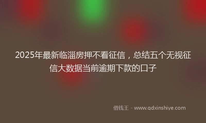 2025年最新临淄房押不看征信，总结五个无视征信大数据当前逾期下款的口子