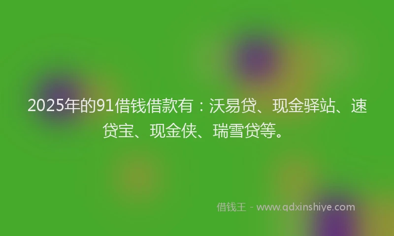 2025年的91借钱借款有：沃易贷、现金驿站、速贷宝、现金侠、瑞雪贷等。