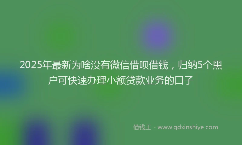 2025年最新为啥没有微信借呗借钱，归纳5个黑户可快速办理小额贷款业务的口子