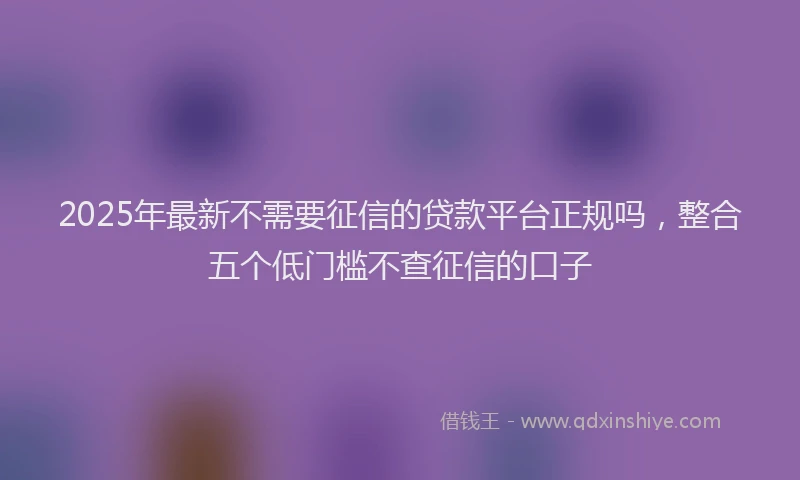 2025年最新不需要征信的贷款平台正规吗，整合五个低门槛不查征信的口子