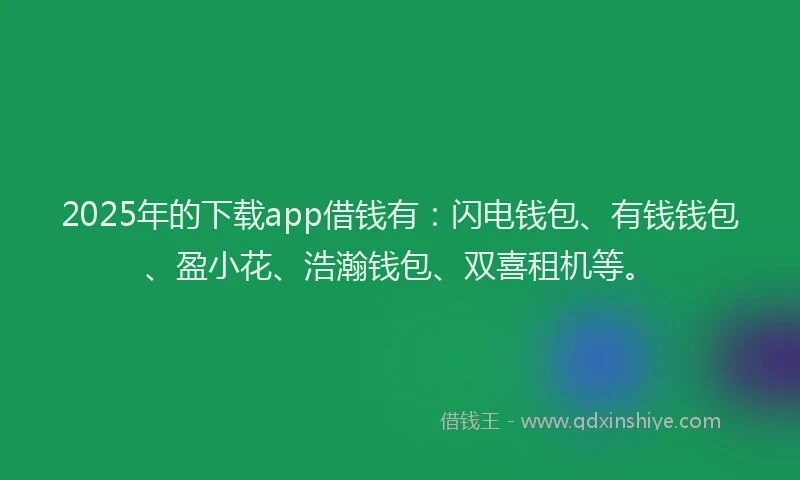 2025年的下载app借钱有：闪电钱包、有钱钱包、盈小花、浩瀚钱包、双喜租机等。