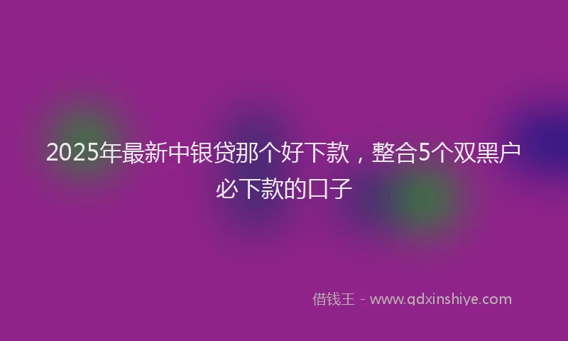 2025年最新中银贷那个好下款，整合5个双黑户必下款的口子