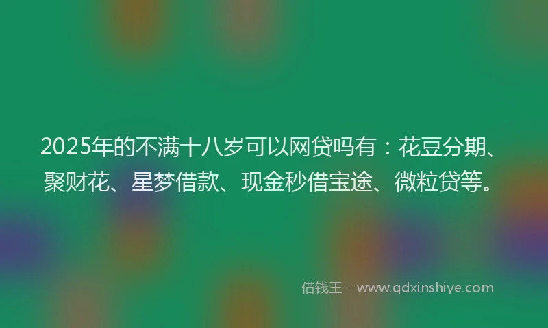 2025年的不满十八岁可以网贷吗有：花豆分期、聚财花、星梦借款、现金秒借宝途、微粒贷等。