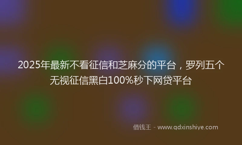 2025年最新不看征信和芝麻分的平台，罗列五个无视征信黑白100%秒下网贷平台