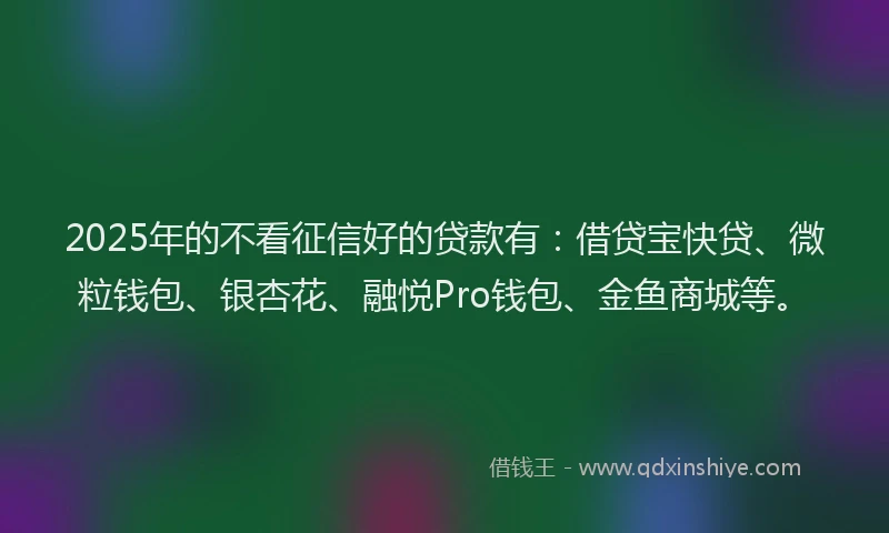 2025年的不看征信好的贷款有：借贷宝快贷、微粒钱包、银杏花、融悦Pro钱包、金鱼商城等。