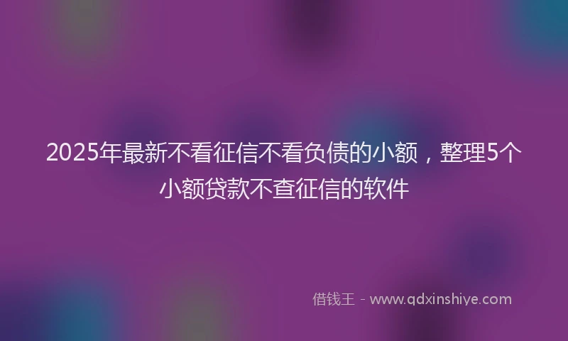 2025年最新不看征信不看负债的小额，整理5个小额贷款不查征信的软件