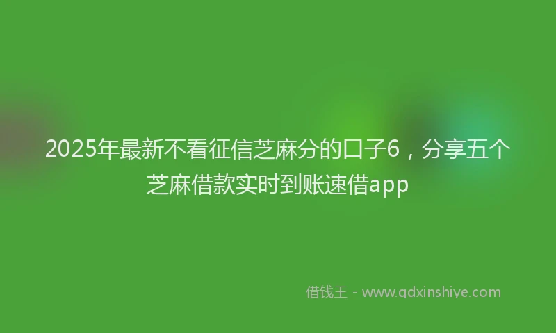 2025年最新不看征信芝麻分的口子6，分享五个芝麻借款实时到账速借app
