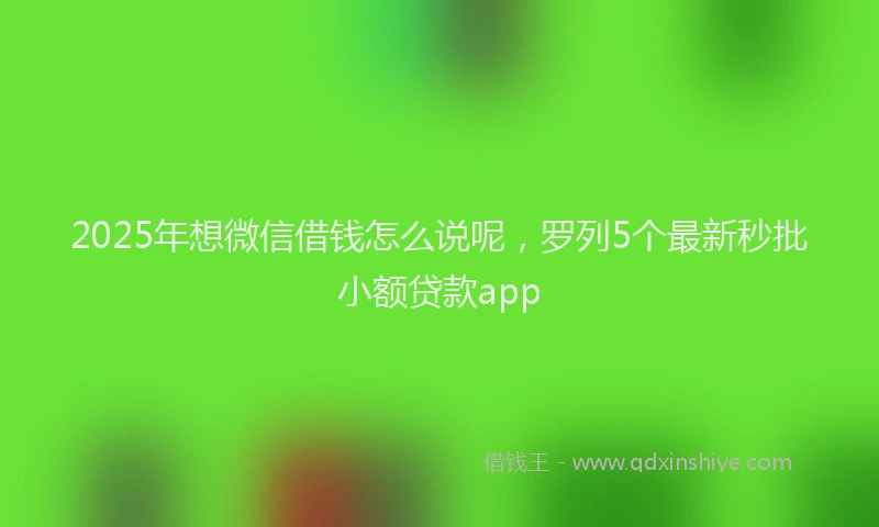 2025年想微信借钱怎么说呢，罗列5个最新秒批小额贷款app