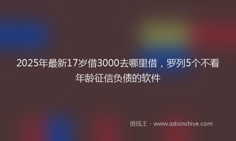 2025年最新17岁借3000去哪里借，罗列5个不看年龄征信负债的软件