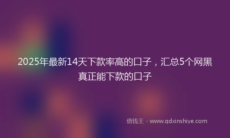 2025年最新14天下款率高的口子，汇总5个网黑真正能下款的口子