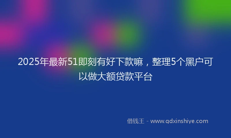 2025年最新51即刻有好下款嘛，整理5个黑户可以做大额贷款平台