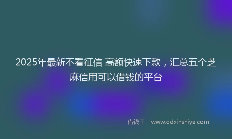 2025年最新不看征信 高额快速下款，汇总五个芝麻信用可以借钱的平台