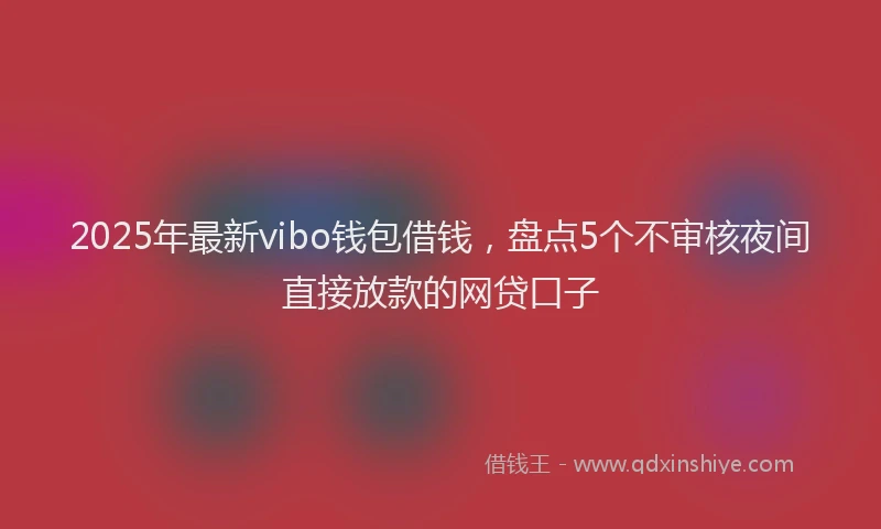 2025年最新vibo钱包借钱，盘点5个不审核夜间直接放款的网贷口子