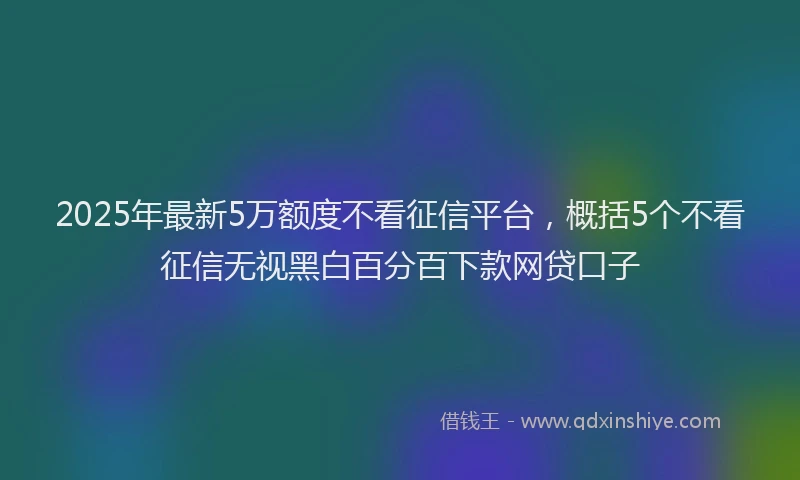 2025年最新5万额度不看征信平台，概括5个不看征信无视黑白百分百下款网贷口子